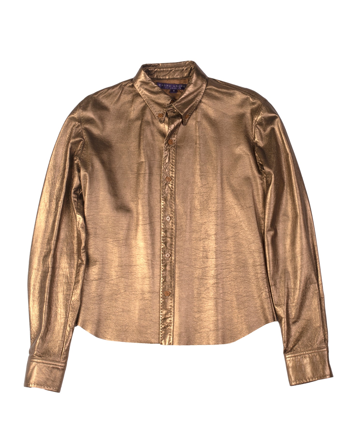 Ralph Lauren Purple Label Leather Button Down Shirt