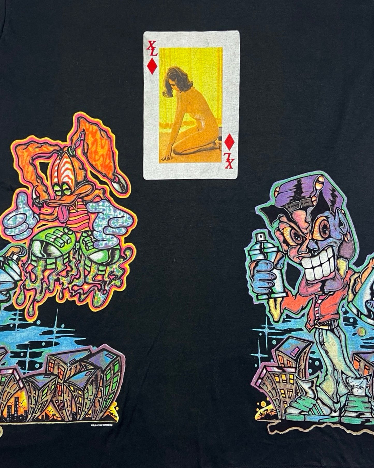 X-Large Nude Lady Playing Card Test Print T-Shirt