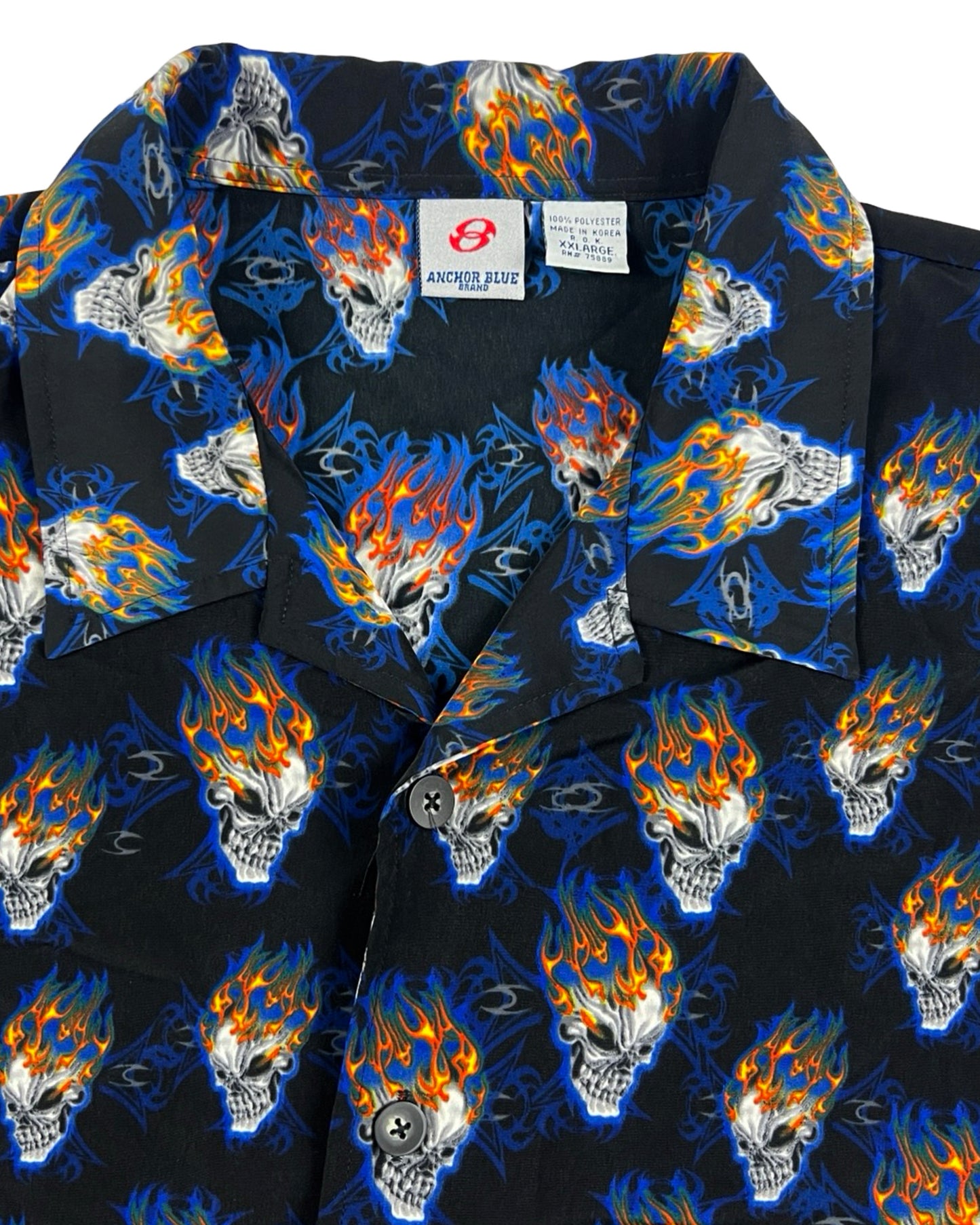 Anchor Blue Flaming Skull Shirt