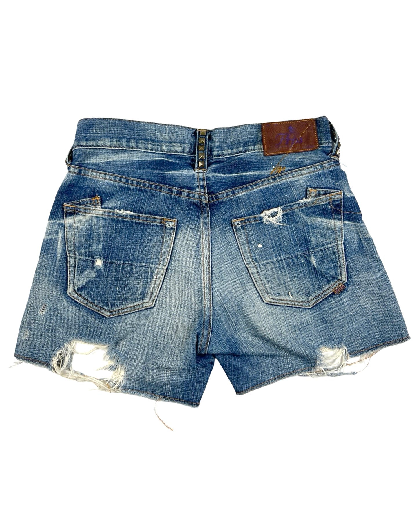 Mid 2000’s PRPS Studded Distressed Denim Shorts Made in Japan