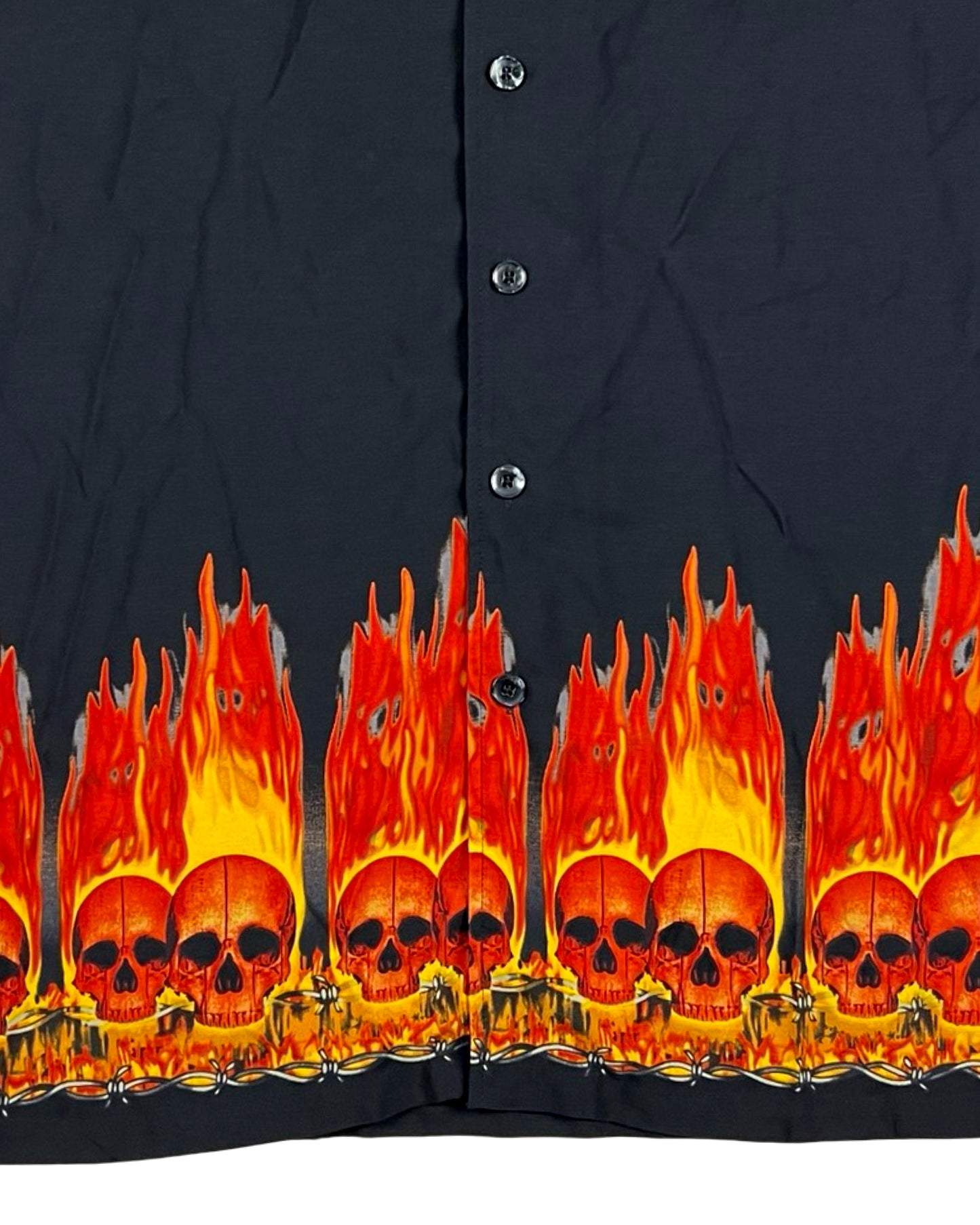 Anchor Blue Flaming Skull Black Shirt