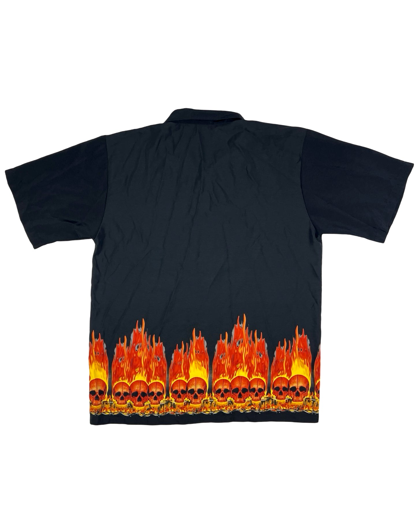 Anchor Blue Flaming Skull Black Shirt