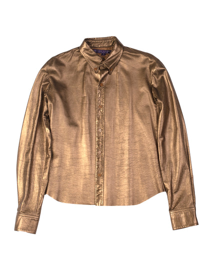 Ralph Lauren Purple Label Leather Button Down Shirt