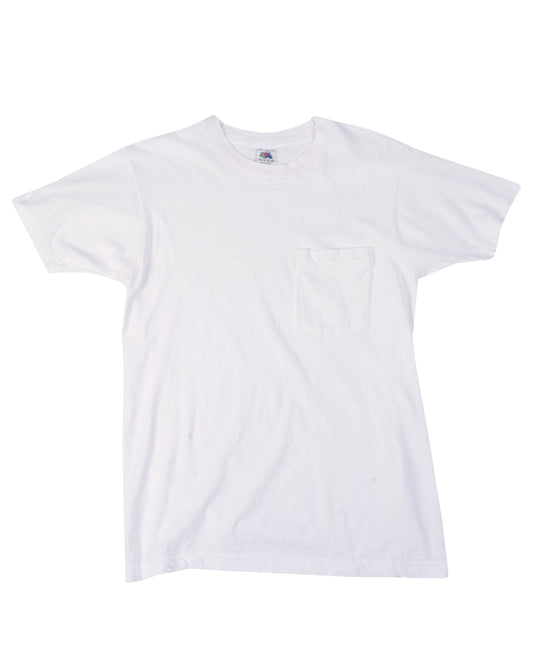 Blank Fruit of the Loom White Pocket T-Shirt