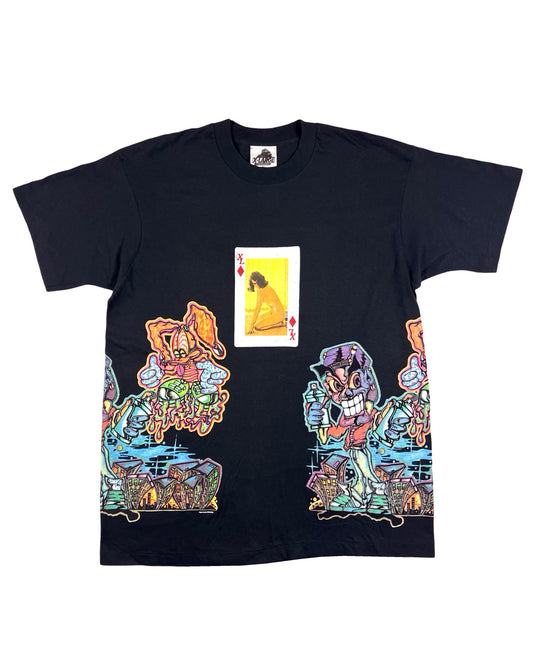 X-Large Nude Lady Playing Card Test Print T-Shirt